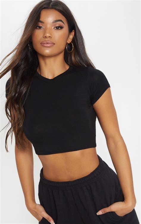 Cropped Cotton Shirt in Black 